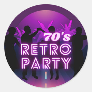 Adesivo Retro 80s Disco Dance Party Neon Purple Funky