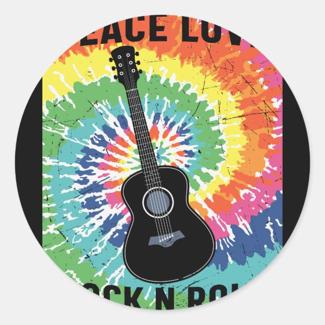 Adesivo Retro 80s Hippie Peace Love Rock N Roll (Frente)