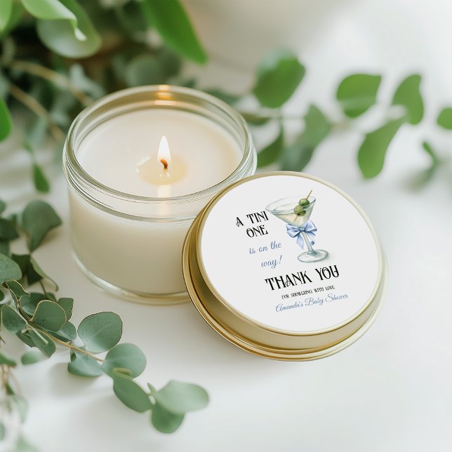 Adesivo Retro A Tini One Martini Blue Bow Boy Baby Shower (Criador carregado)