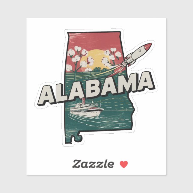 Adesivo Retro Alabama State Car Sticker (Folha)