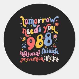 Adesivo Retro Amanhã Precisa De 988 Para A Prevenção Do Su