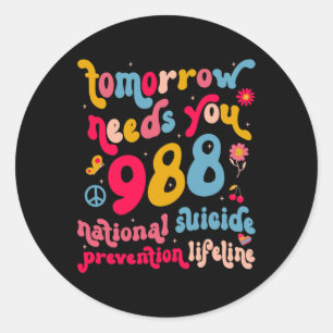 Adesivo Retro Amanhã Precisa De 988 Para A Prevenção Do Su
