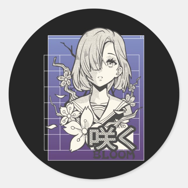 Adesivo Retro Anime Girl Otaku Manga Comic Teen Japonês (Frente)