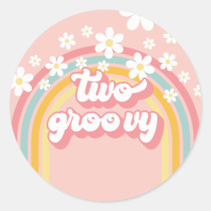Adesivo Retro Arco-Íris Dois Groovy 2º Aniversário