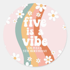 Adesivo Retro Arco-íris Five é um Clima Rosa de Aniversári