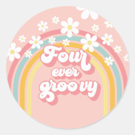 Adesivo Retro Arco-íris Quatro Sempre Groovy 4º Aniversári