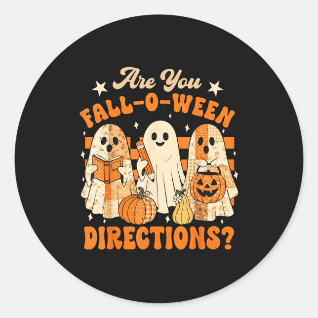 Adesivo Retro Are You Fall O Ween Directions Teacher Hallo (Frente)