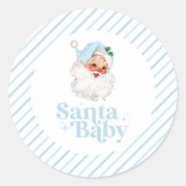 Adesivo Retro Azul Santa Bebê chás de bebê de Natal