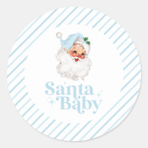 Adesivo Retro Azul Santa Bebê chás de bebê de Natal