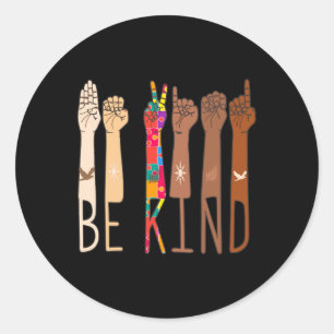 Adesivo Retro Be Kind Sinal Language ASL Quebra-cabeça Aut