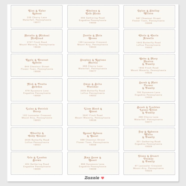 Adesivo Retro Beach | Vinheta de Endereços de Convidado de (Folha)