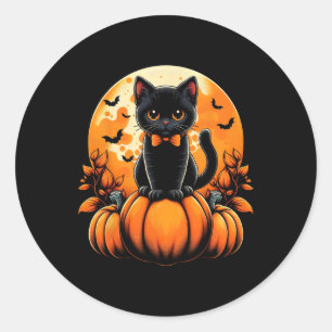Adesivo Retro Black Cat Pumpkin Halloween Fall Aut