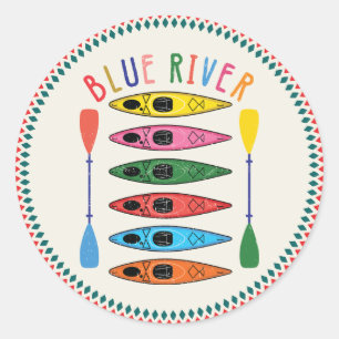 Adesivo Retro Blue River Kayaking