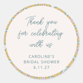 Adesivo Retro Boho Floral Amarelo Personalizado Obrigado C