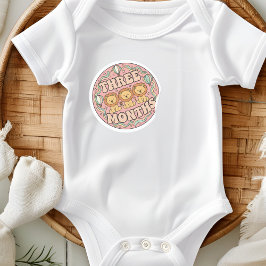 Adesivo Retro Boho Lion Trio Baby Three Months Milestone