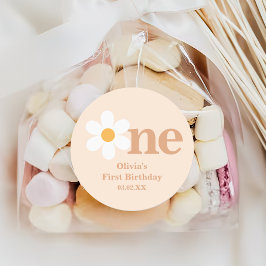 Adesivo Retro Boho One Daisy Primeiro Aniversário