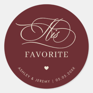 Adesivo Retro Borgonha Marfim Seu Favorito Favor de Casame