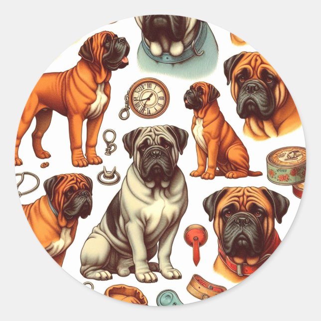 Adesivo Retro Bullmastiff Seamless (Frente)