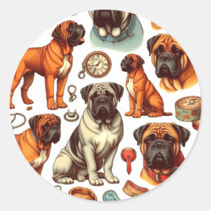 Adesivo Retro Bullmastiff Seamless
