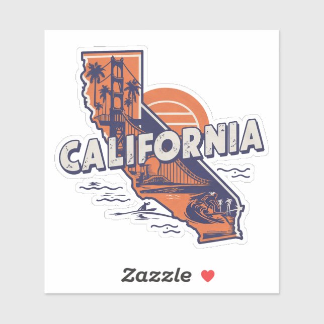 Adesivo Retro California State Sticker (Folha)