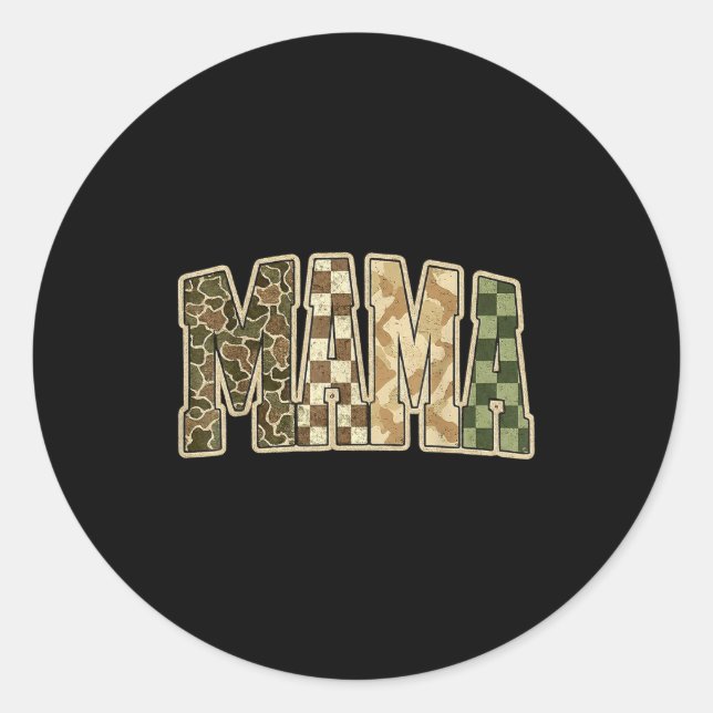 Adesivo Retro Camo Hunting Mama Old Camo Mom  (Frente)