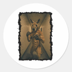 Adesivo Retro Canguru Em Boxing, Em Sessão No corredor