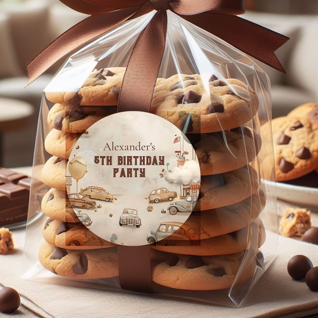 Adesivo Retro Car Themed Kids Birthday (Criador carregado)