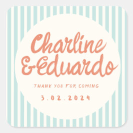 Adesivo Retrô Casamento Escrita à Mão Retangular