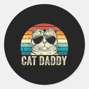 Adesivo Retro Cat Pai Vintage - Dobra escocesa escocesa en