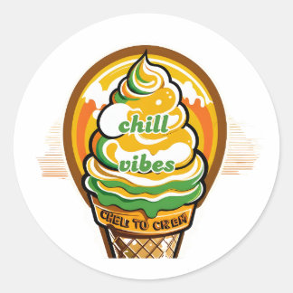 Adesivo Retro Chill Vibes Ice Cream Sticker - Summer Sunbu