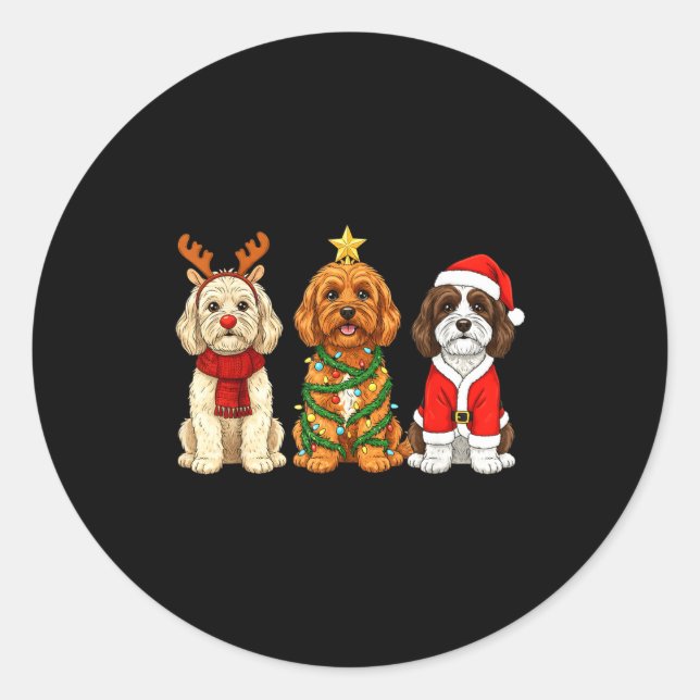 Adesivo Retro Christmas Ao Santa Reindeer Dog Lover  (Frente)