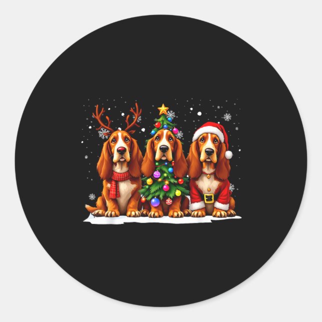 Adesivo Retro Christmas Bet Hound Santa Reindeer Dog Lover (Frente)