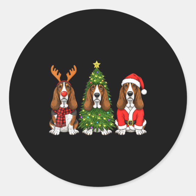 Adesivo Retro Christmas Bet Hound Santa Reindeer Dog Lover (Frente)