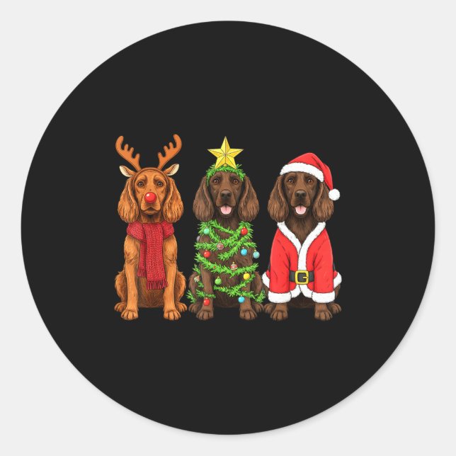 Adesivo Retro Christmas Boykin Spaniel Santa Reindeer Dog  (Frente)