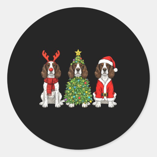 Adesivo Retro Christmas English Springer Spaniel Santa Rei (Frente)