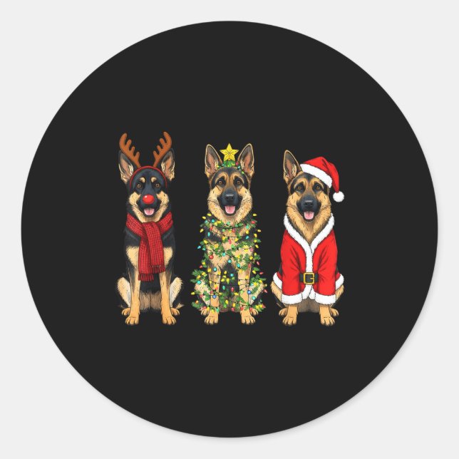 Adesivo Retro Christmas German Shepherd Santa Reindeer Gsd (Frente)