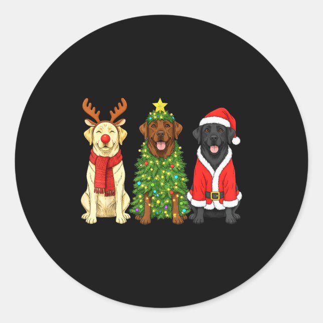Adesivo Retro Christmas Labrador Retriever Santa Reindeer  (Frente)