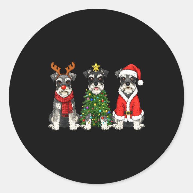 Adesivo Retro Christmas Miniature Schnauzer Santa Reindeer (Frente)
