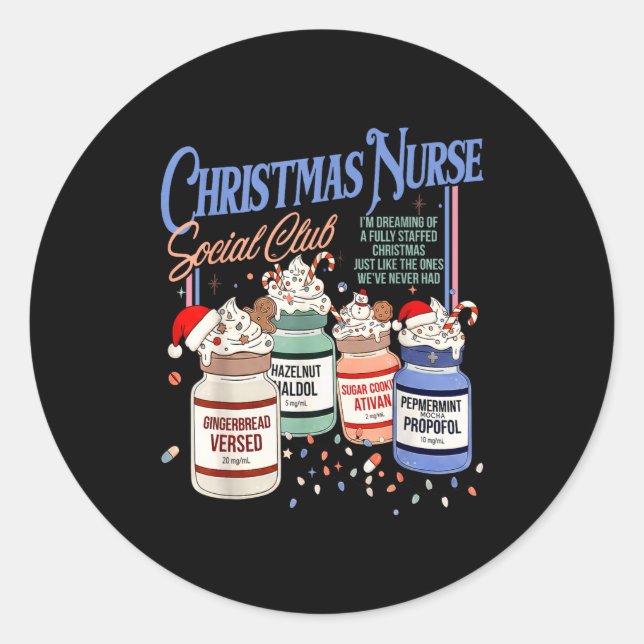 Adesivo Retro Christmas Nurse Social Icu Nurse Profol Xmas (Frente)