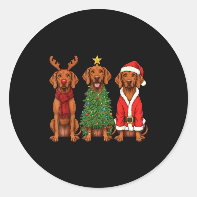 Adesivo Retro Christmas Vizsla Santa Reindeer Dog Lover  (Frente)