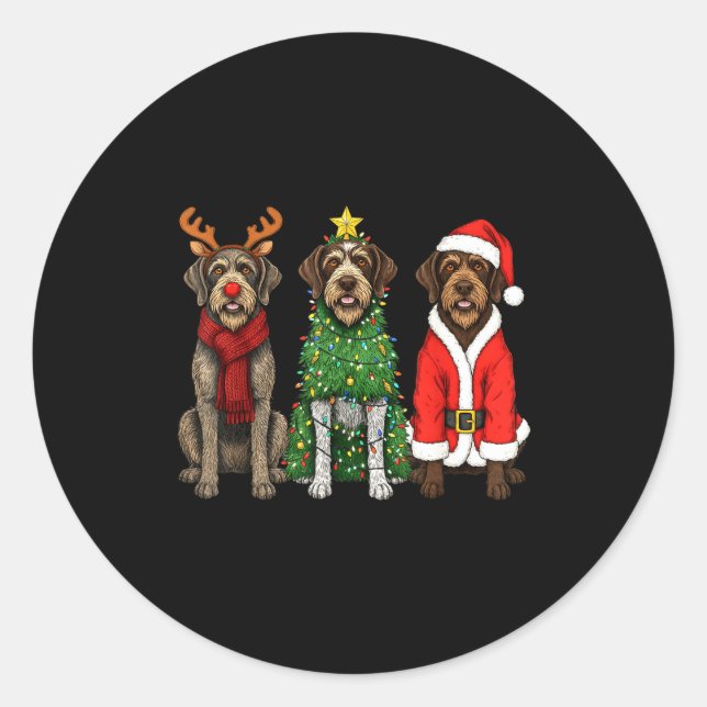 Adesivo Retro Christmas Wirehaired Inting Griffon Santa Re (Frente)