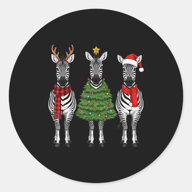 Adesivo Retro Christmas Zebra Santa Reindeer Safari Animal (Frente)