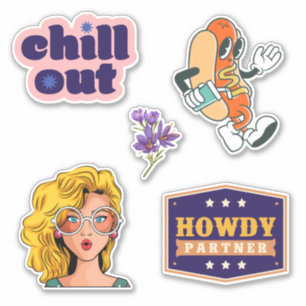 Adesivo Retro Colorido Howdy Happy Cartoon