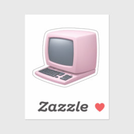 Adesivo Retro Computador Rosa Emoji