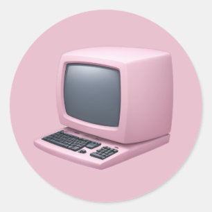 Adesivo Retro Computador Rosa Emoji