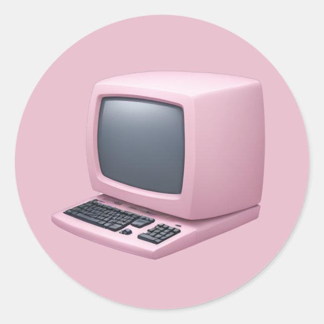 Adesivo Retro Computador Rosa Emoji (Frente)
