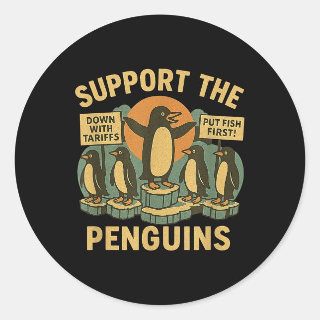 Adesivo Retrô Contra Pinguins Contra Tarifas (Frente)