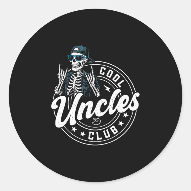 Adesivo Retro Cool Uncles Club Funny Skeleton New Uncle Me (Frente)