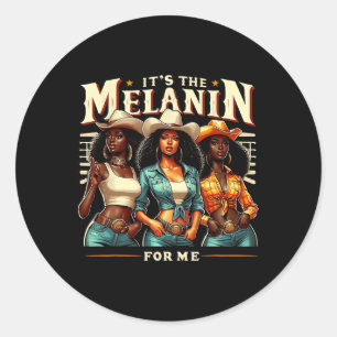 Adesivo Retrô da Mulher Negra É a Melanina para mim Preto