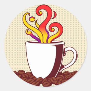 Adesivo Retro da Taça de Café de Pop Negrito